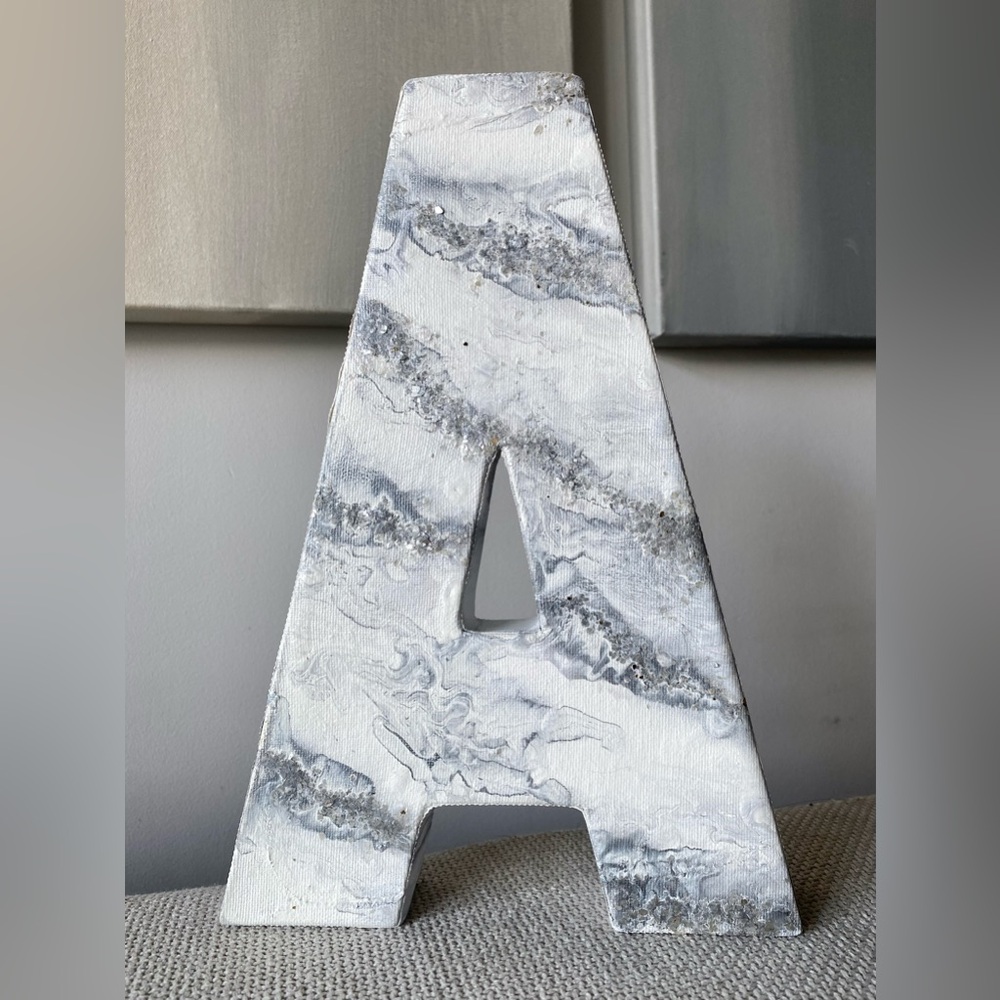 Marble Effect Decorative Letter A Canvas Art